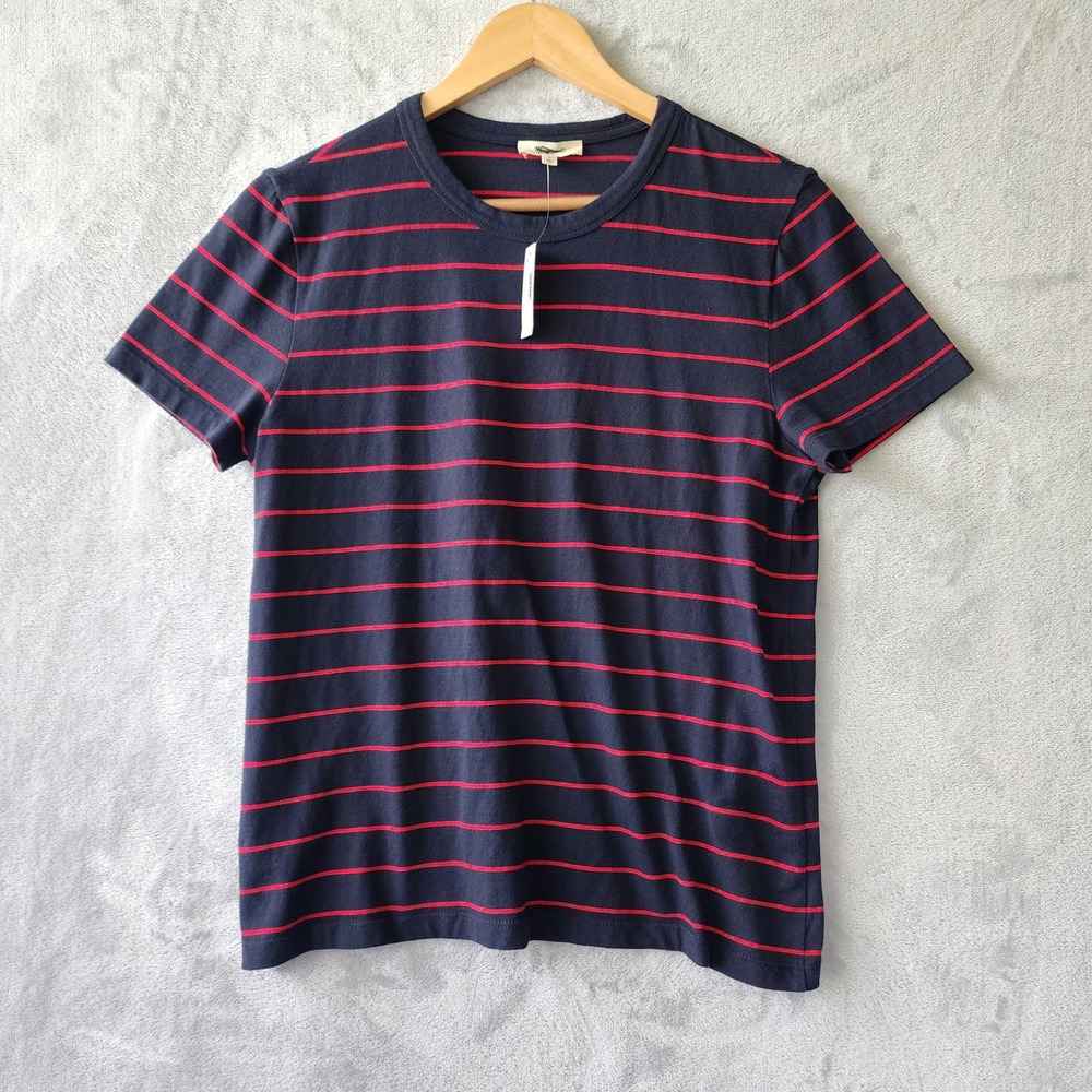 Madewell Tee Shirt Womens Size Large Perfect Crewneck Navy Striped Allday Jersey